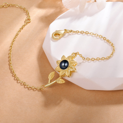 Braccialetto girasole con proiezione di foto personalizzata regalo per donna