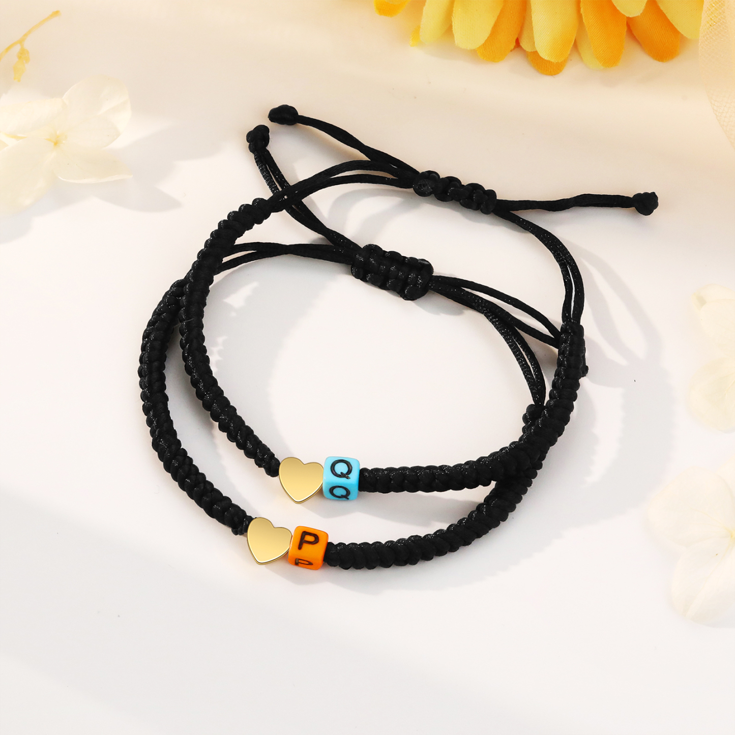 2PCS Braccialetto con perline di 2 lettere personalizzato regalo per scuola