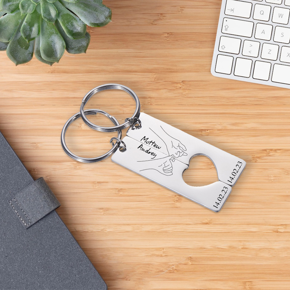 AL MIO UOMO-Portachiavi con 2 nomi e 1 data personalizzati  per coppia