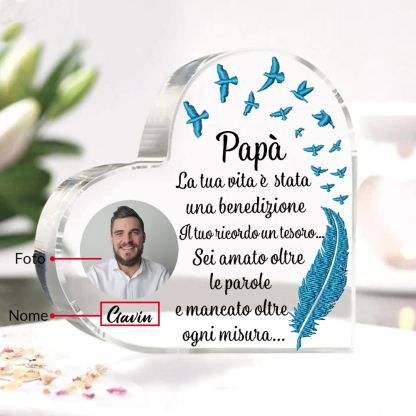 Per Papà-Decorazione acrilica commemorativa 1 nome e foto personalizzabile