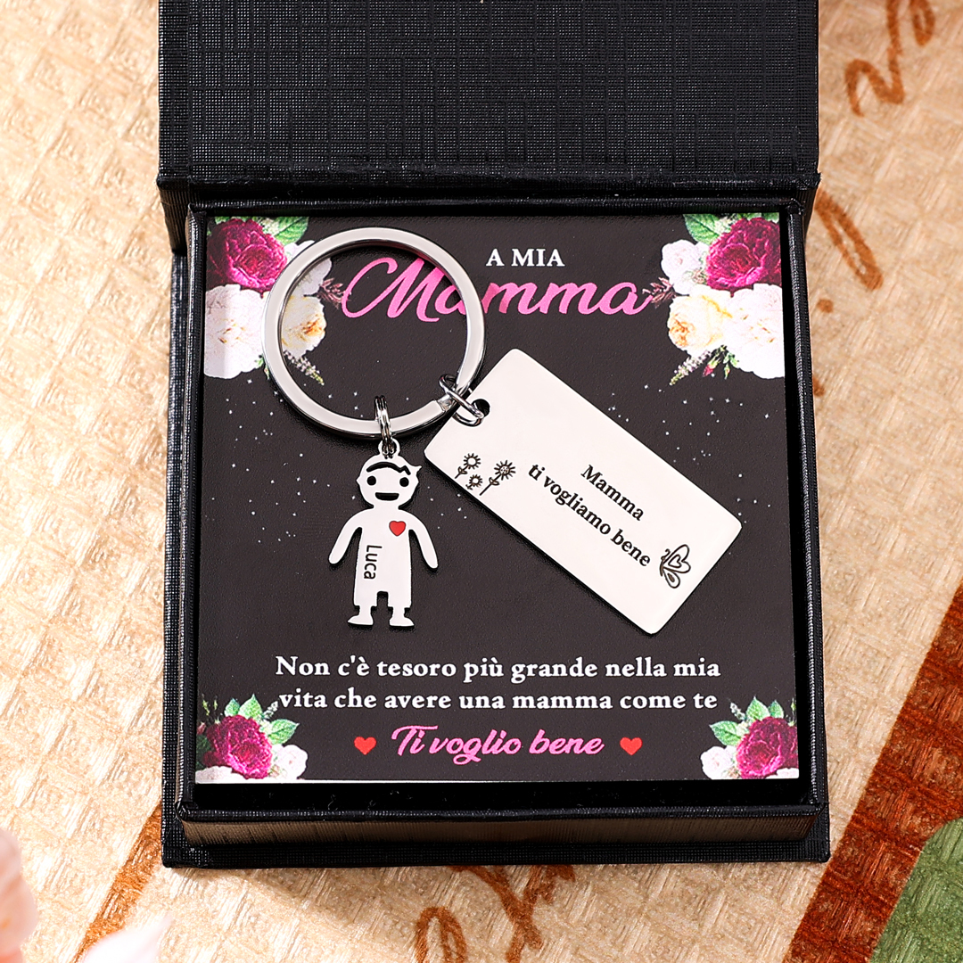 Mamma ti voglio bene-Portachiavi ciondolo bambino 1 nome personalizzato regalo per festa della mamma | Jessemade