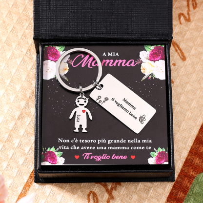 Mamma ti voglio bene-Portachiavi ciondolo bambino 1 nome personalizzato regalo per festa della mamma | Jessemade