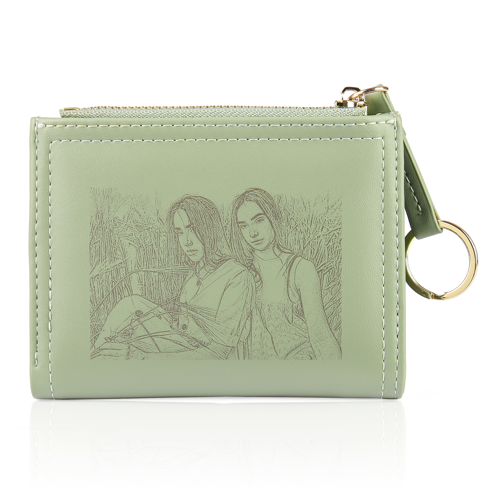 Portafoglio da donna in pelle PU con 1 foto e 1 testo personalizzati