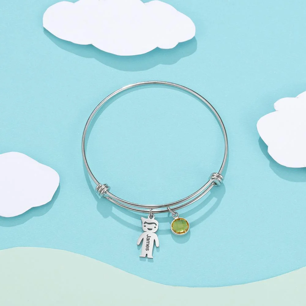 Bracciale regolabile Jessemade con 1 ciondolo per bambino e 1 pietra di nascita