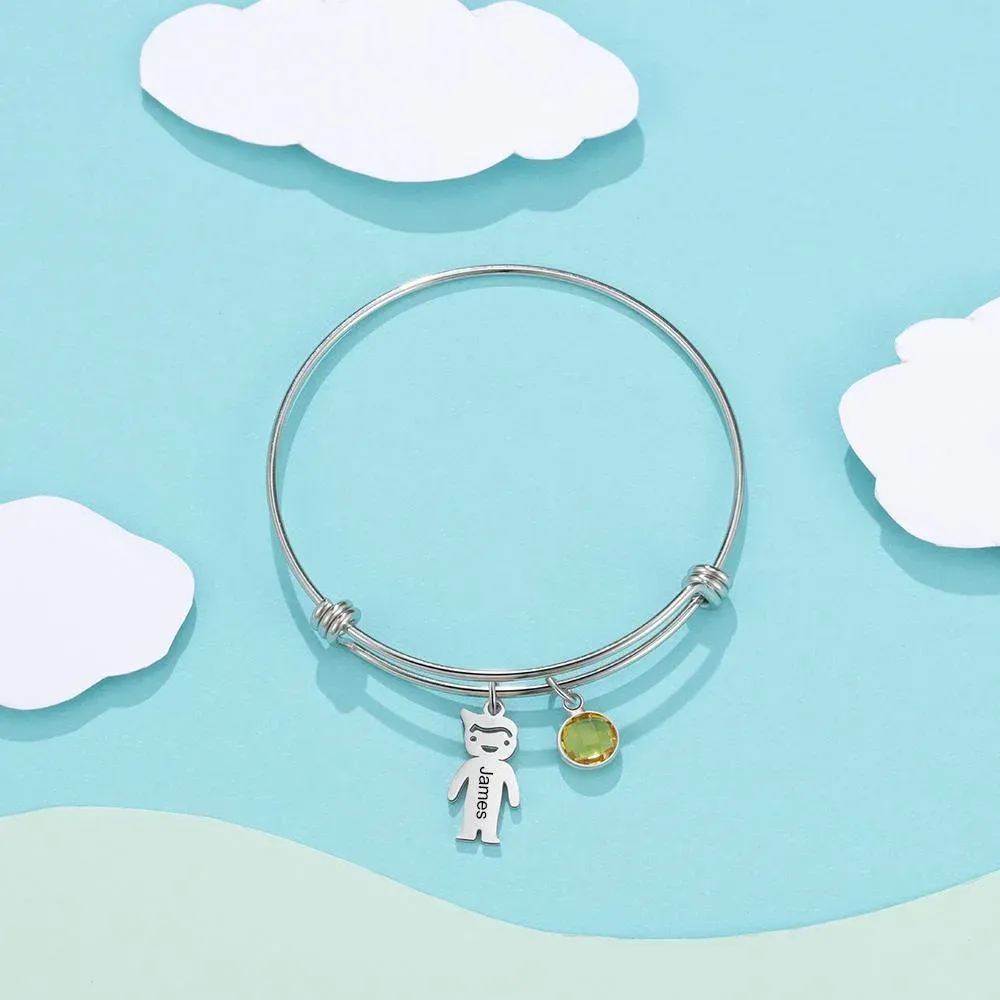 Bracciale regolabile Jessemade con 1 ciondolo per bambino e 1 pietra di nascita