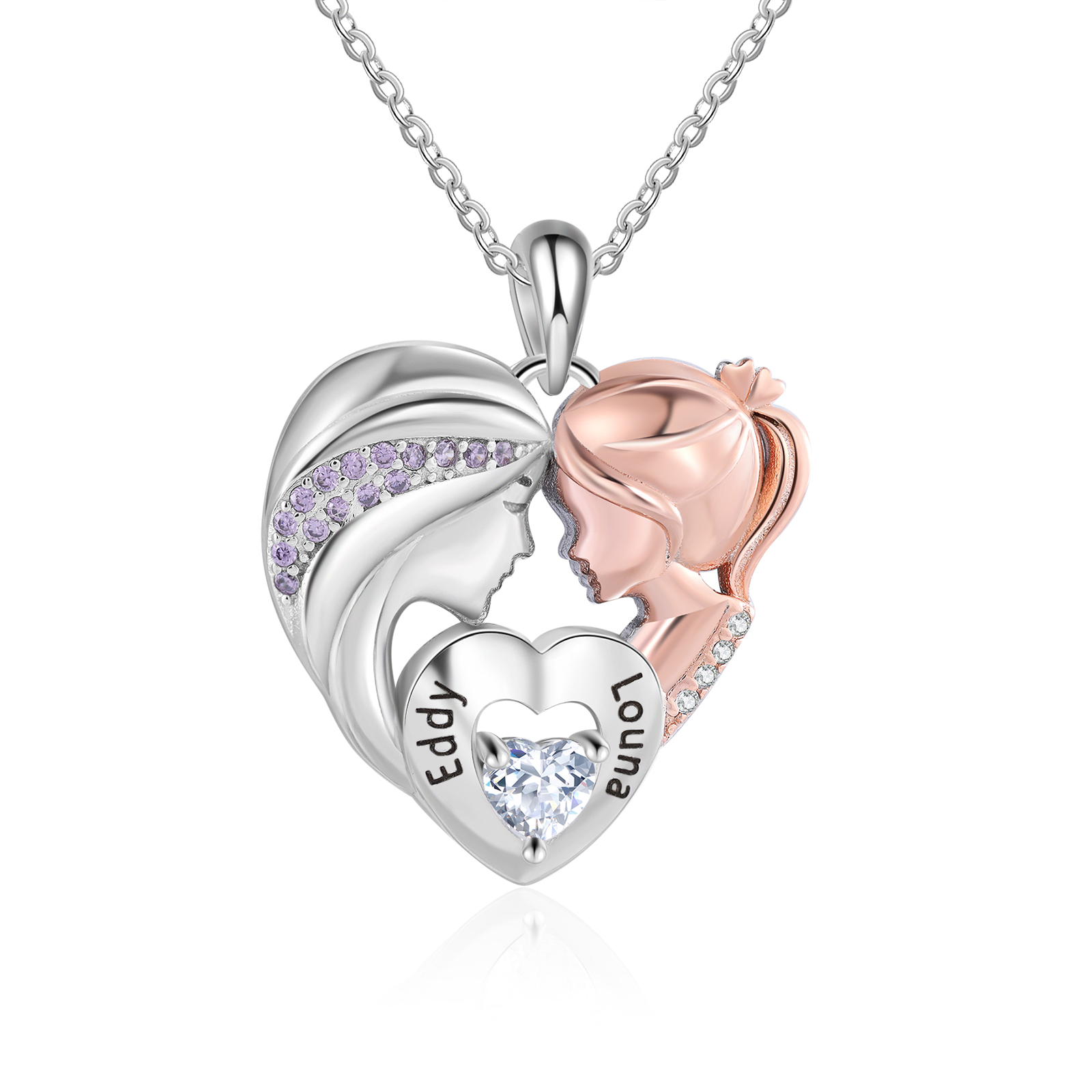 Legame tra mamma e figlia-collana con 2 nomi e gemma personalizzabili regalo donna