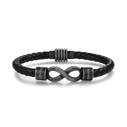 Bracciale vintage infinito per uomo 2 nomi personalizzati