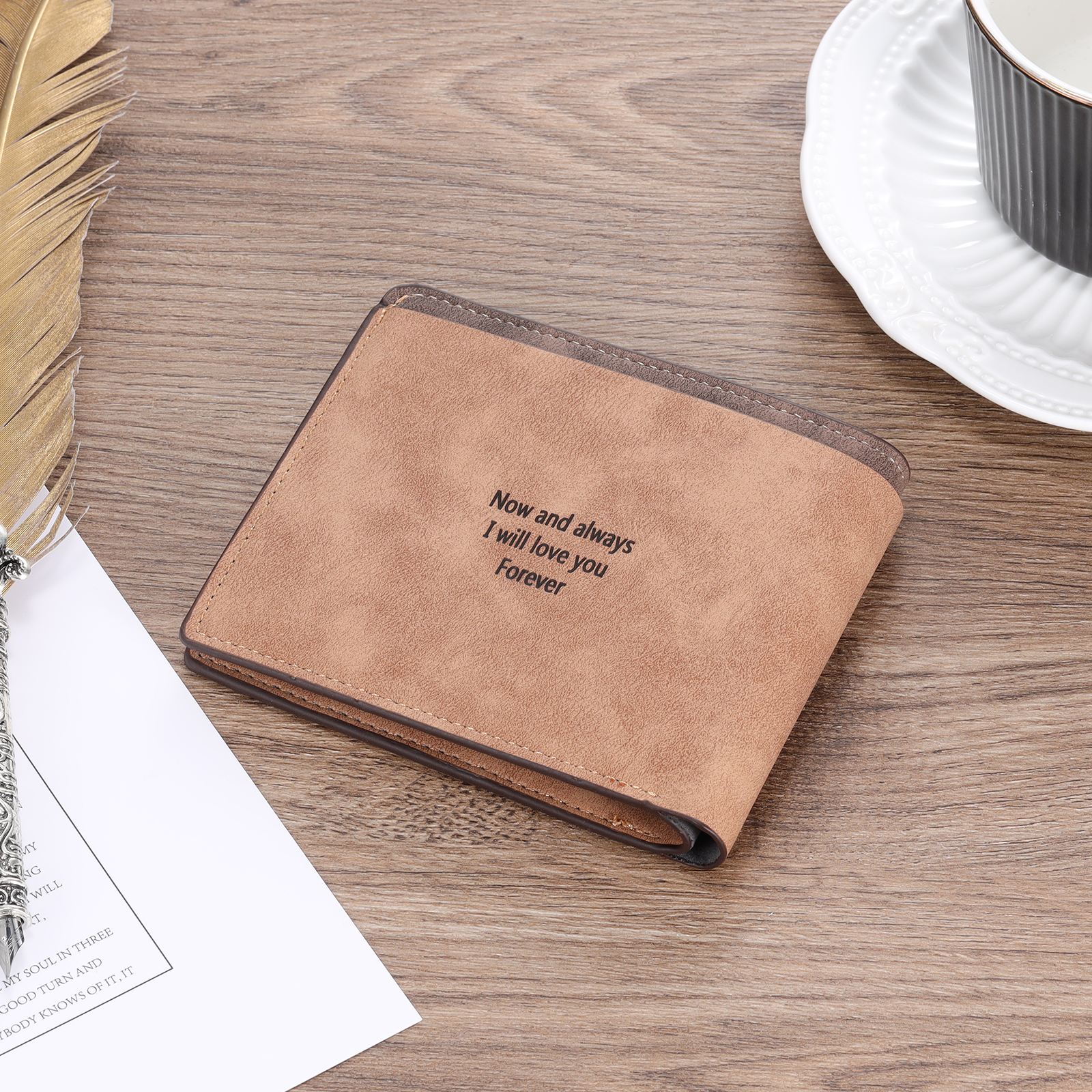 Portafoglio 2 Foto personalizzato con testo Carta da portafoglio classico da uomo