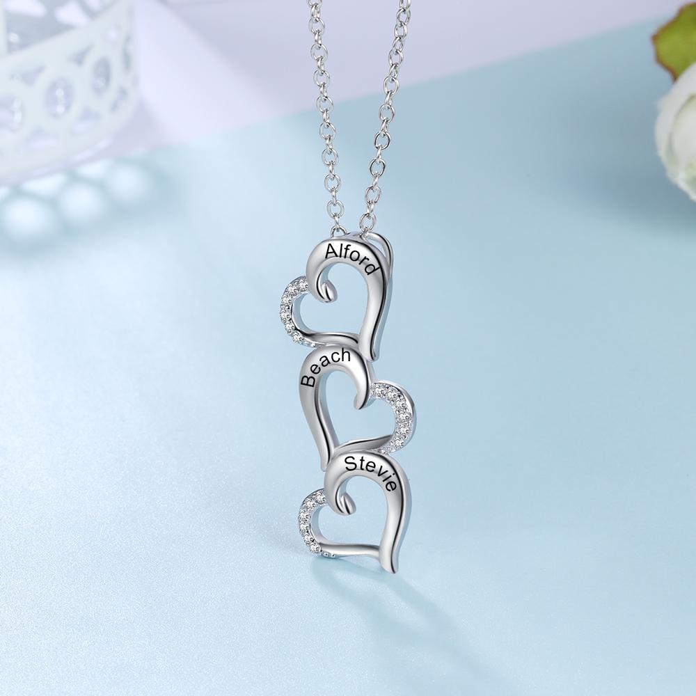 Collana con Nome Personalizzato Ciondolo 3 cuori in argento 925
