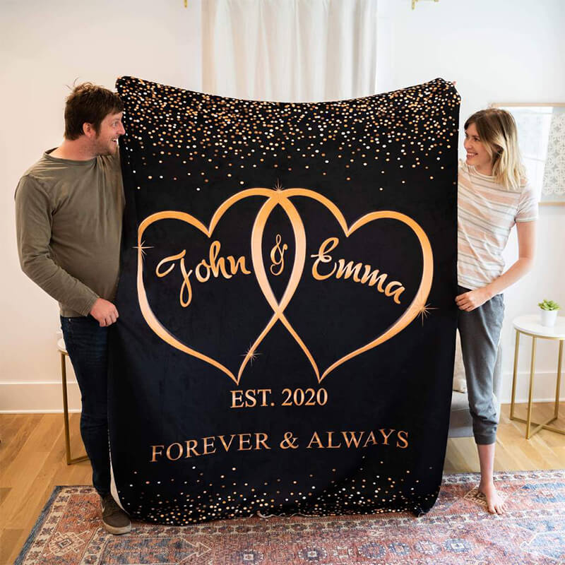 Cuori legati coperta per coppia personalizzabili 2 nomi