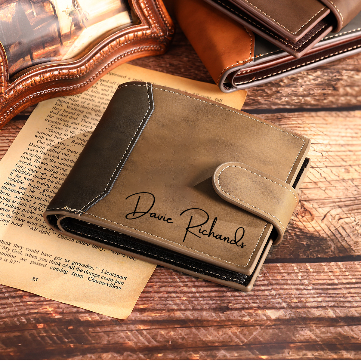 Portafoglio da Uomo Personalizzato – Con 1 Foto e Testo Inciso – Regalo Speciale per Papà | Jessemade