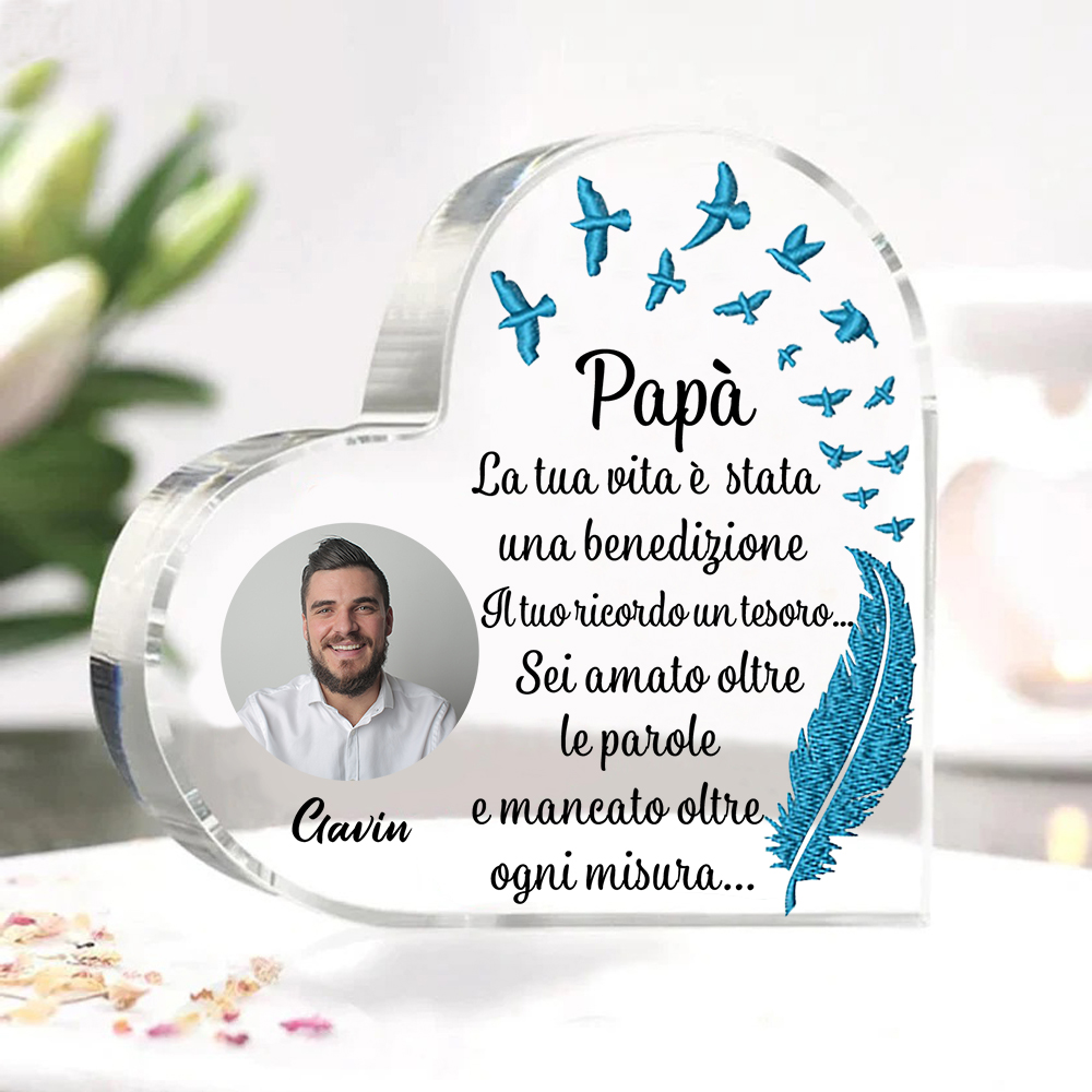 Per Papà-Decorazione acrilica commemorativa 1 nome e foto personalizzabile