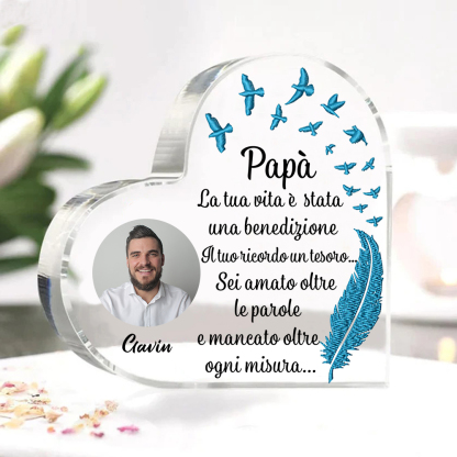 Per Papà-Decorazione acrilica commemorativa 1 nome e foto personalizzabile