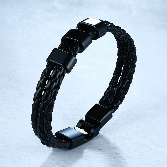 Braccialetto da uomo in pelle intrecciata 3 nomi Braccialetto maschile personalizzato per papà nonno