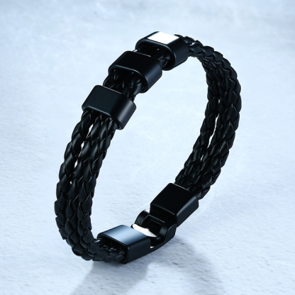 Braccialetto da uomo in pelle intrecciata 3 nomi Braccialetto maschile personalizzato per papà nonno