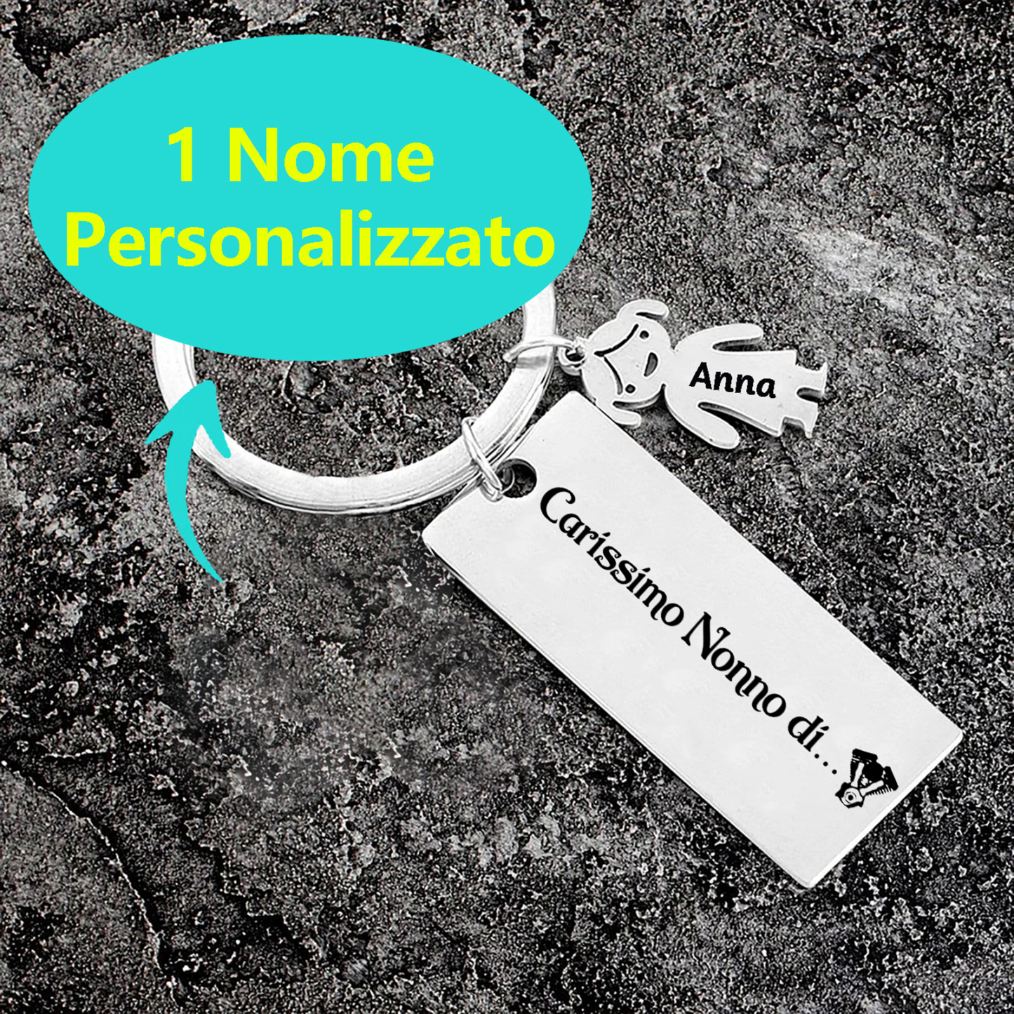 Portachiavi con ciondolo bambino 1 nome regalo per nonno festa dei nonni