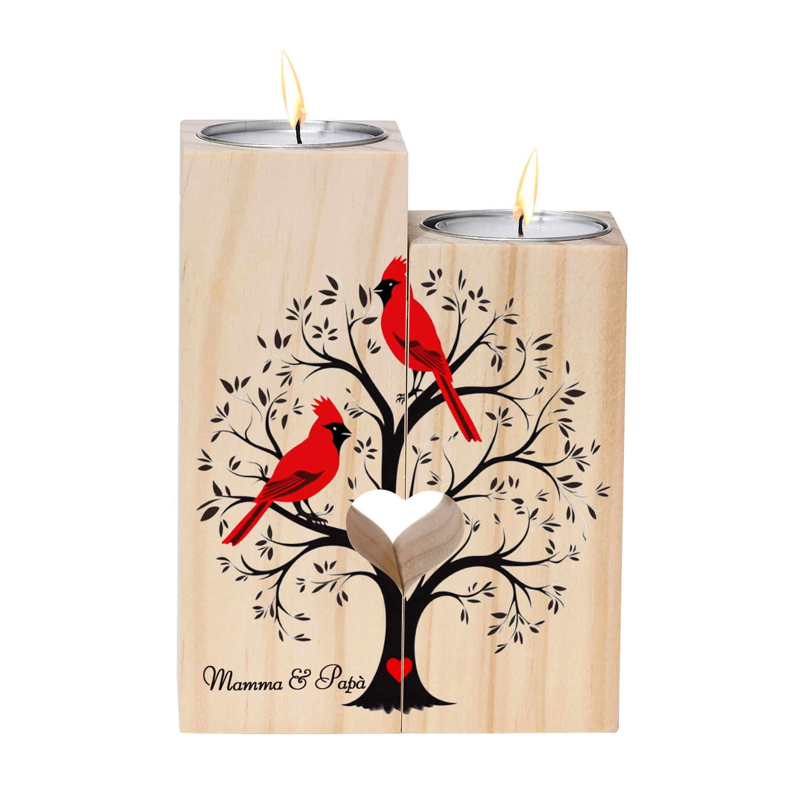Candeliere candela cardinale e albero commemorativo 2 nomi personalizzabili