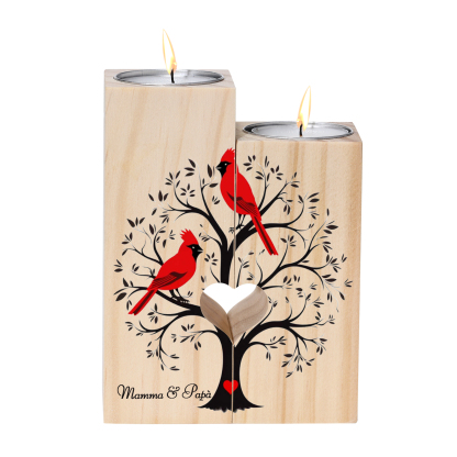 Candeliere candela cardinale e albero commemorativo 2 nomi personalizzabili