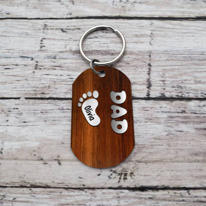 Nonno-Portachiavi con piedino 1 nome e 1 testo personalizzati regalo per papà/nonno