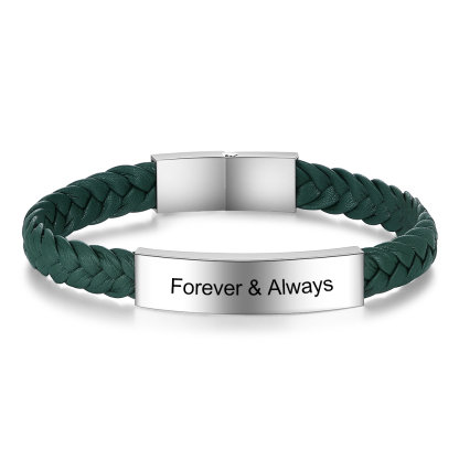 A MIO PAPÀ - Bracciale in pelle intrecciata Bracciale con testo personalizzato per gli uomini