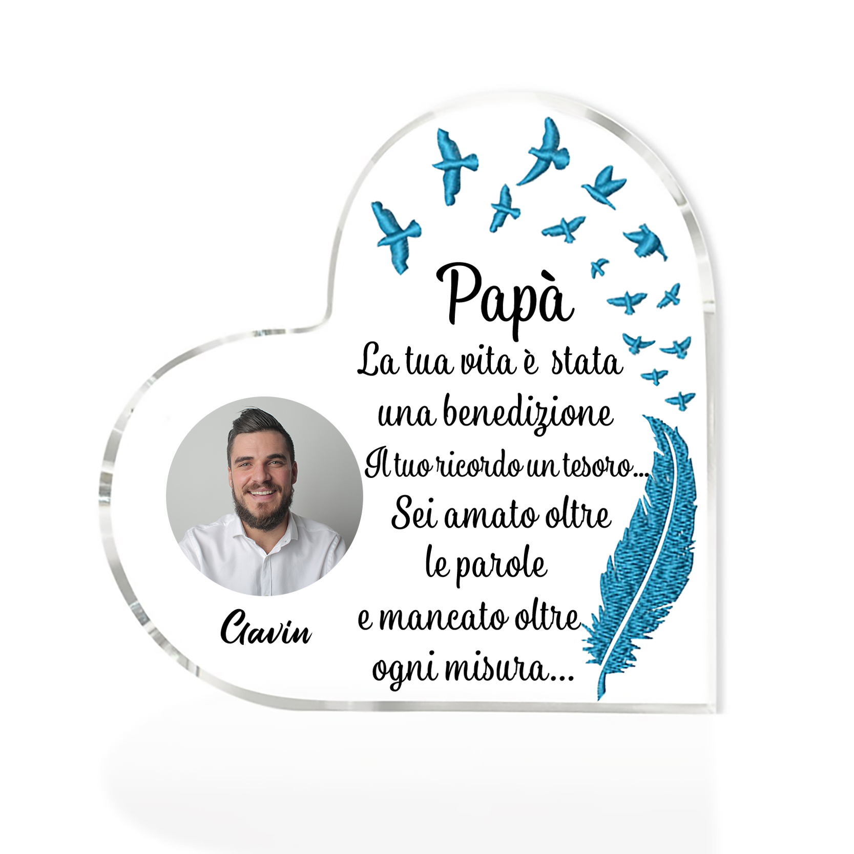 Per Papà-Decorazione acrilica commemorativa 1 nome e foto personalizzabile