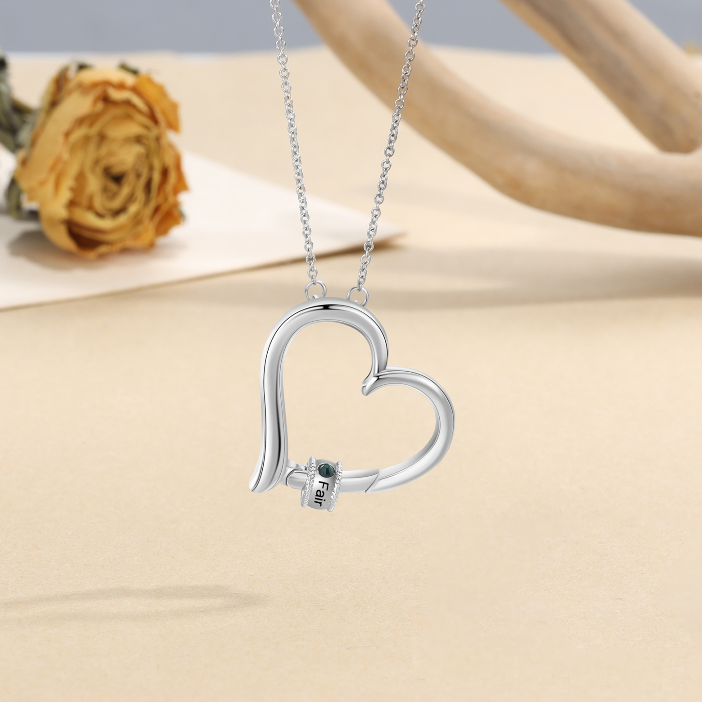 Collana ciondolo cuore con 1 pietra di nascita