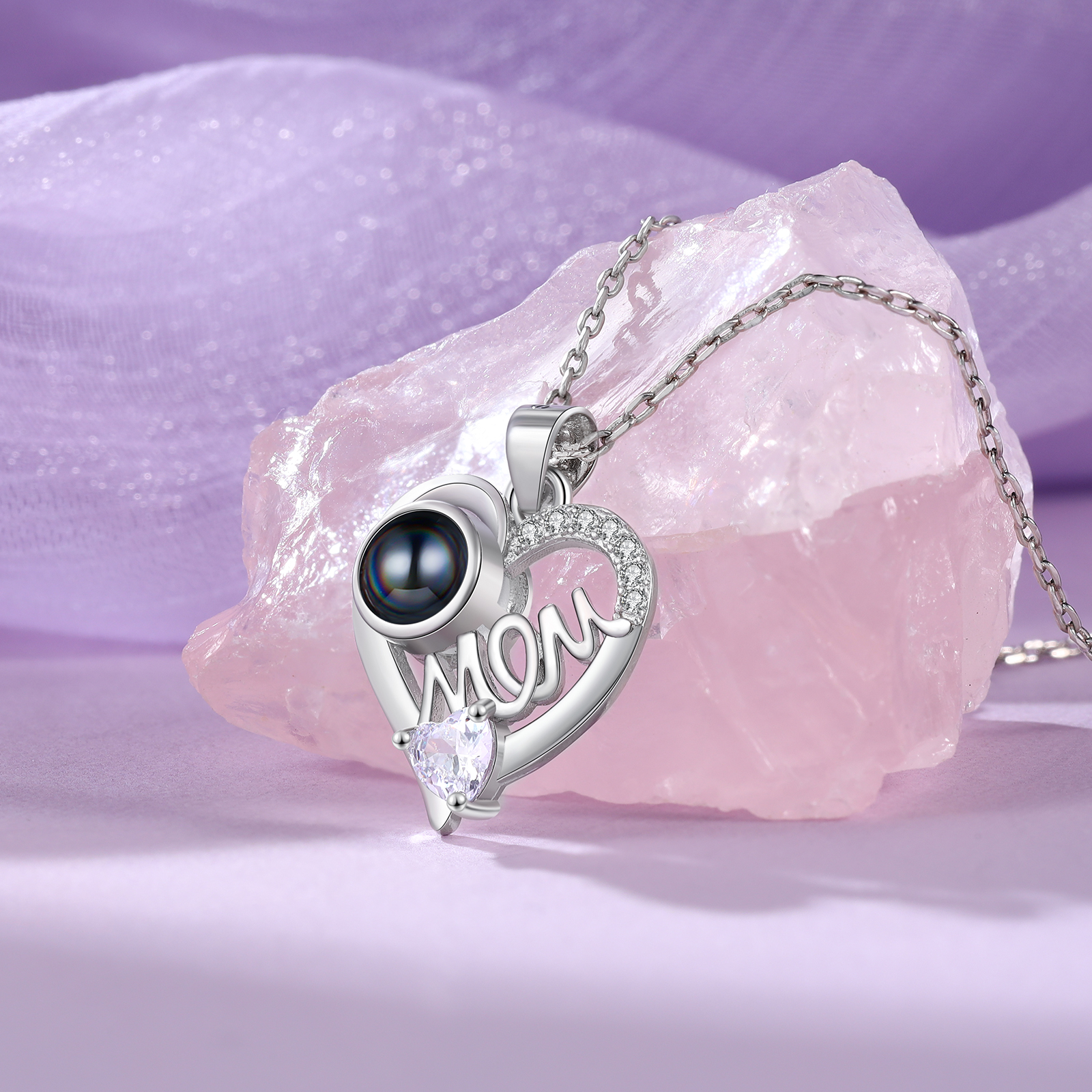 Jessemade IT Collana mom con proiezione di una foto personalizzabile regalo ideale per mamma