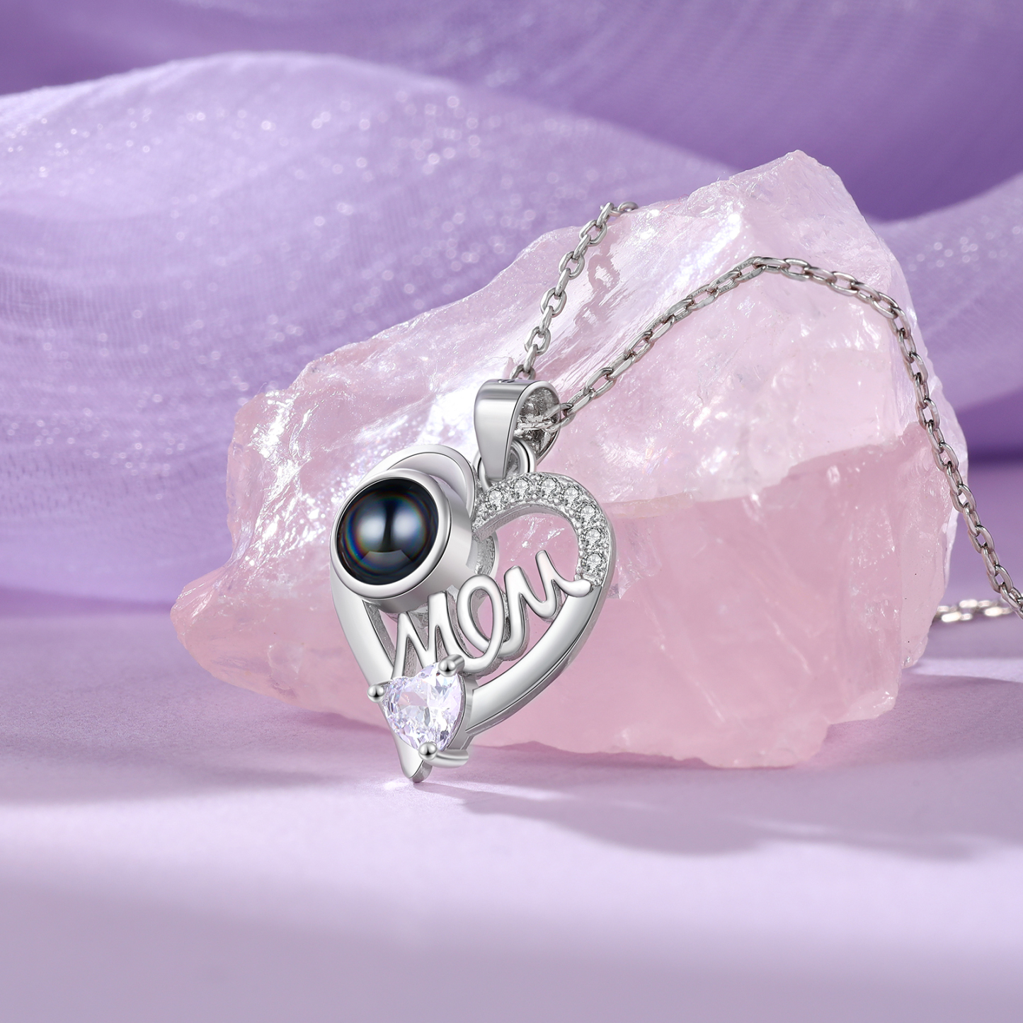 Jessemade IT Collana mom con proiezione di una foto personalizzabile regalo ideale per mamma