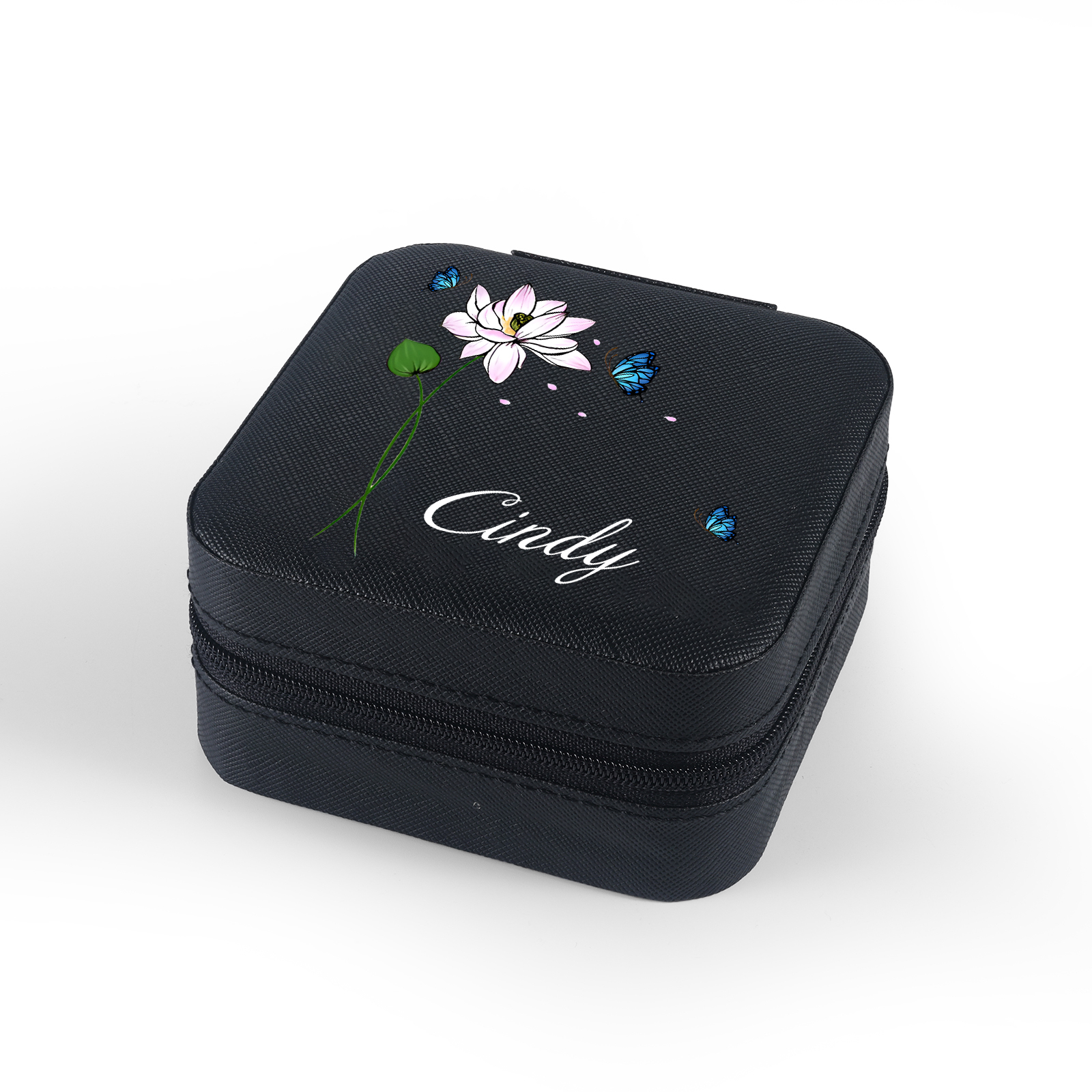 Square Jewelry Storage Photo Box-Personalised 1 Name Customized Birthflower Storage Box In Various Colors