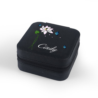 Square Jewelry Storage Photo Box-Personalised 1 Name Customized Birthflower Storage Box In Various Colors