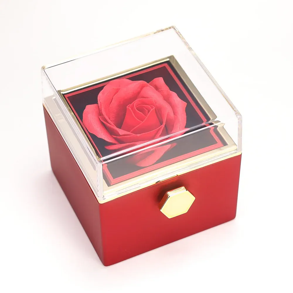 Scatola di rosa rotante premium per gioielli