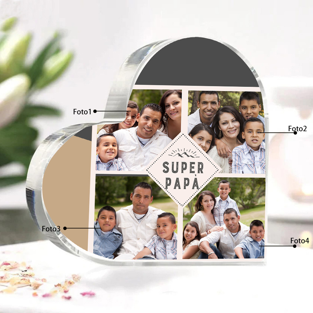 Super papà-targa acrilica con 4 foto personalizzabili regalo per padre