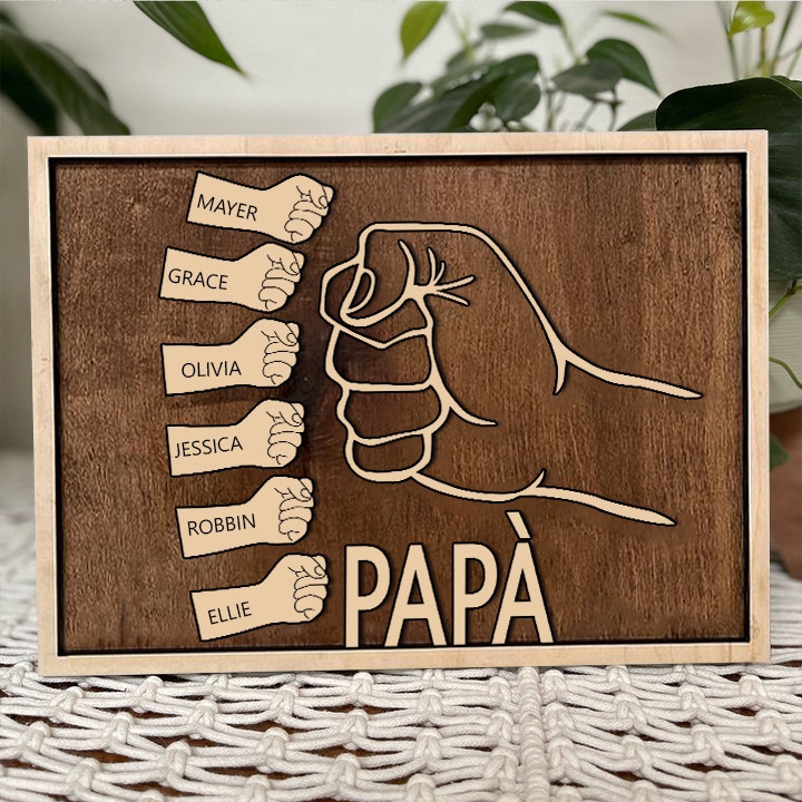 Targa di legno pugno a pugno 6 nomi personalizzabile regalo per papà