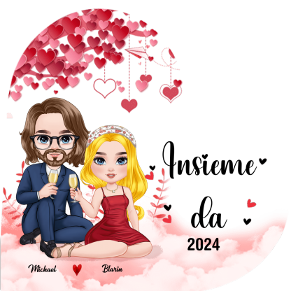 Ornamento Acrilico a Forma di Cuore Personalizzato con 2 Figure e Nomi - Regalo di Natale per Lui o Lei | Jessemade