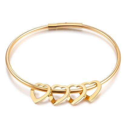 Braccialetto con 4 nomi personalizzati e 4 ciondoli di cuore per donna