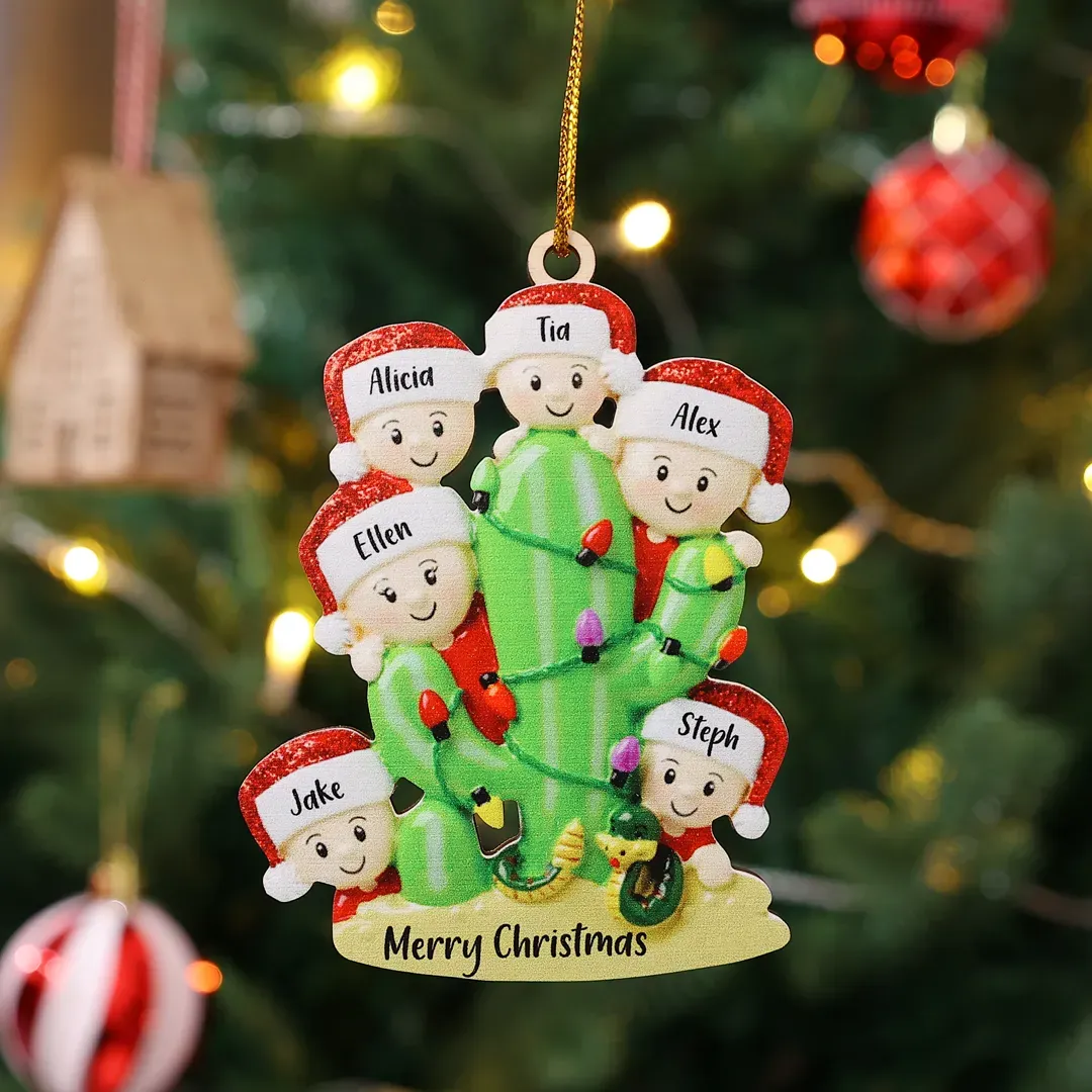 Bianco Natale mille candele... Ornamenti cactus ciondolo per albero di Natale 3 nomi personalizzati