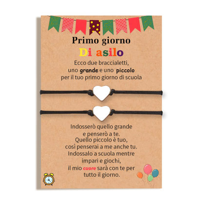 2PCS Braccialetto cuore regorabile regalo per bambina con carta