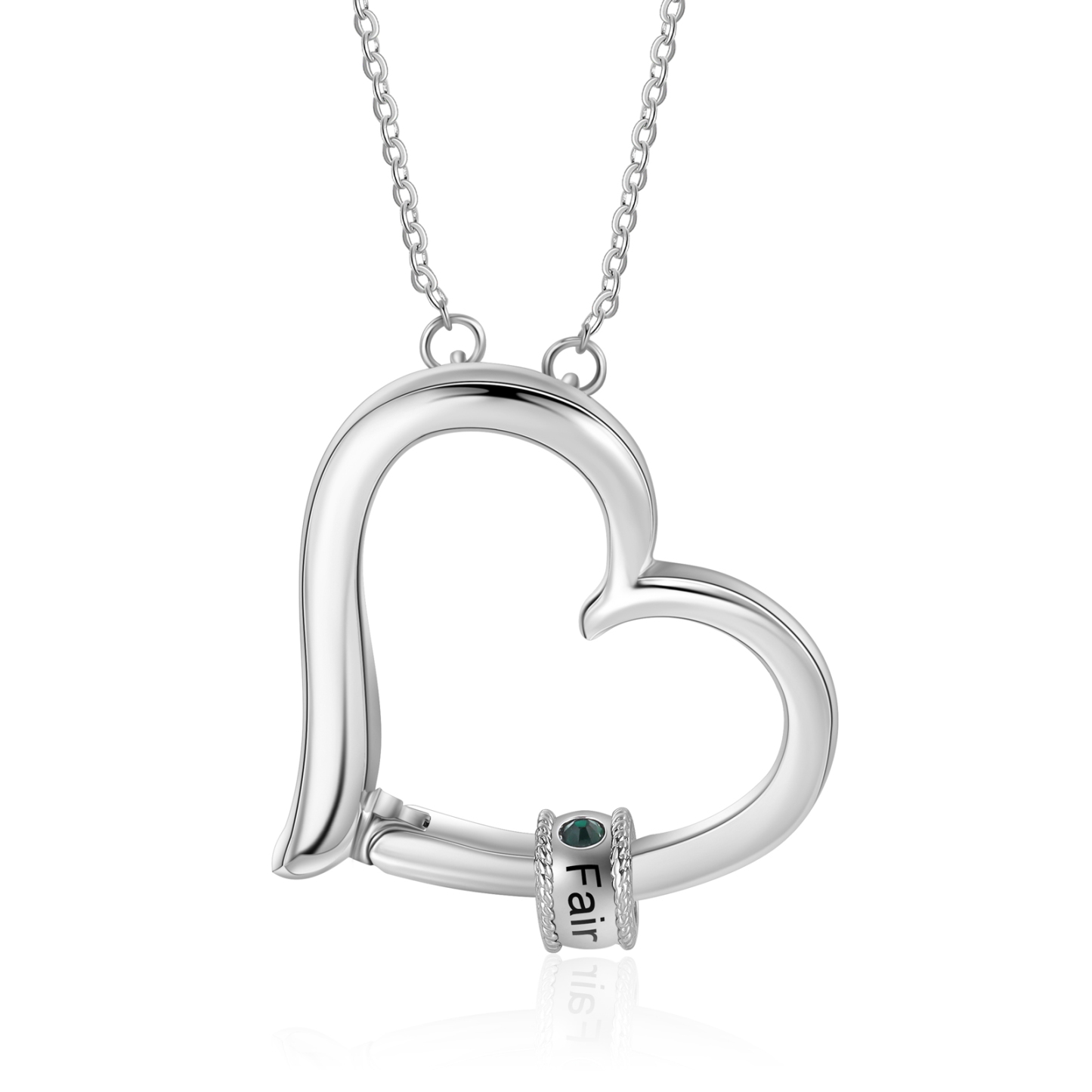 Collier 1 Prénom Personnalisé Pendentif Cœur avec 1 Pierre de Naissance