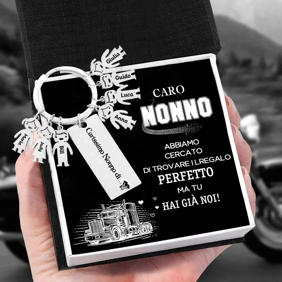 Portachiavi con ciondolo bambino 7 nomi personalizzati regalo per nonno festa dei nonni