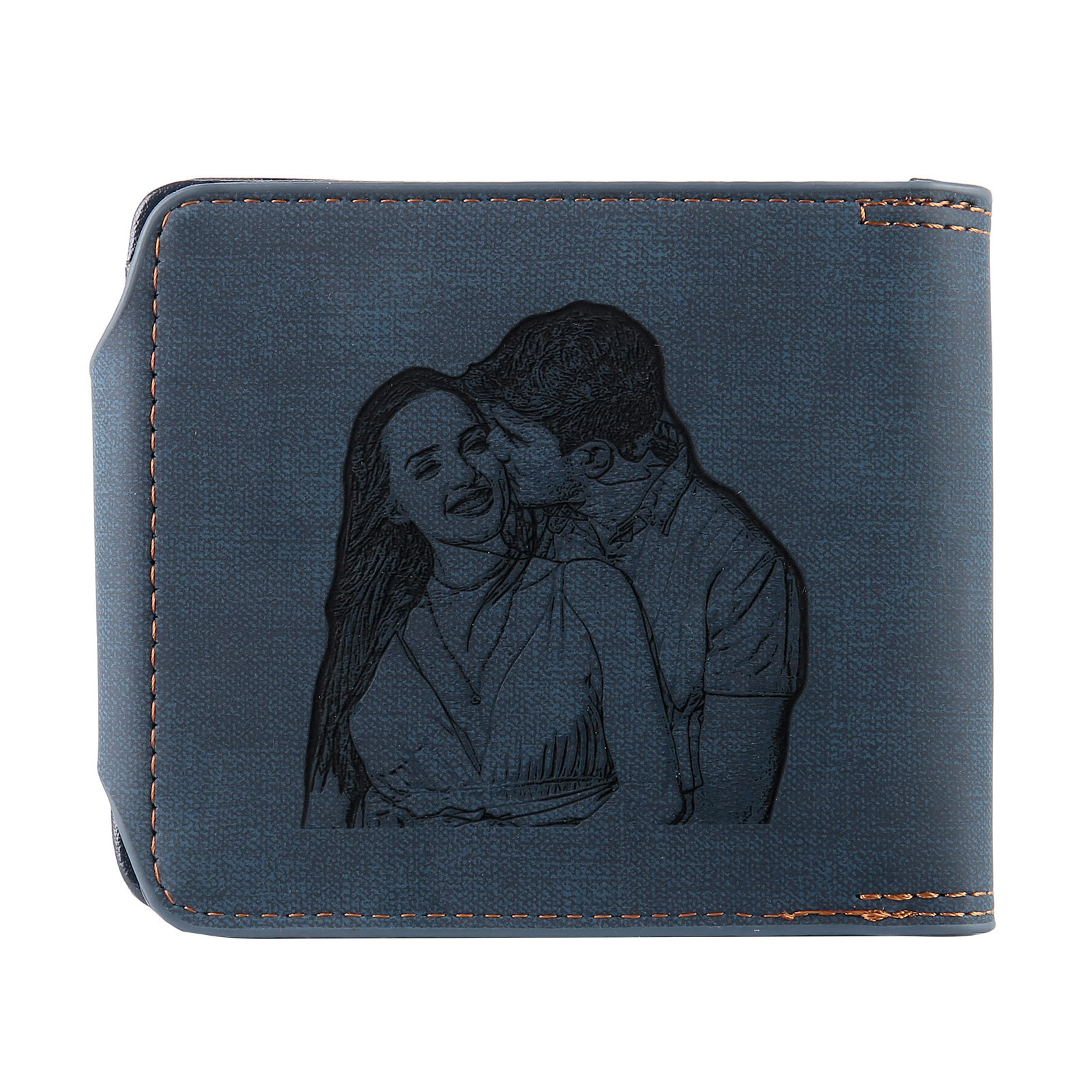 Portafoglio in PU pelle da uomo 1 nome 1 lettera e 1 foto personalizzabili regalo per uomo