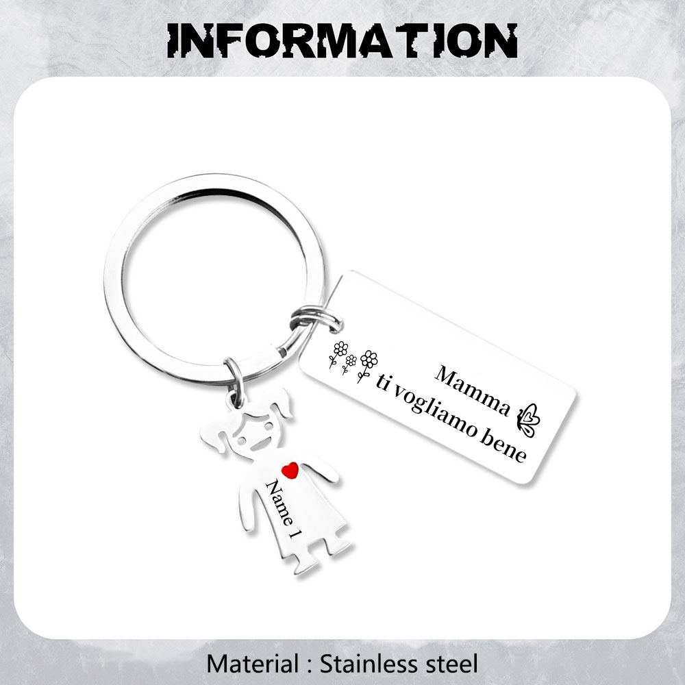 Mamma ti voglio bene-Portachiavi ciondolo bambino 1 nome personalizzato regalo per festa della mamma | Jessemade
