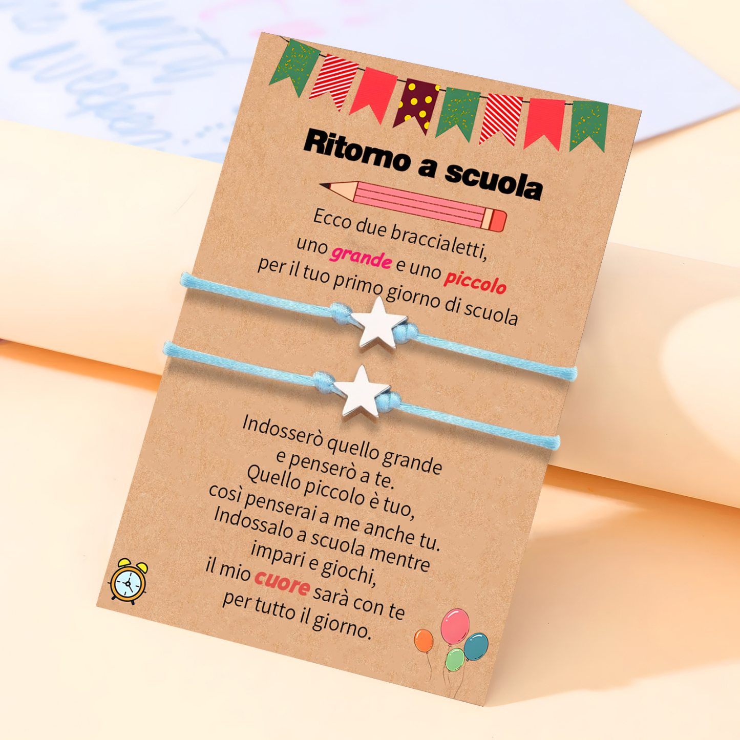 2PCS Braccialetto stella regorabile regalo per bambina con carta