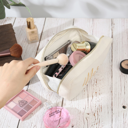 Borsa per cosmetici in velluto a coste per donna 1 nome personalizzato regalo per donna