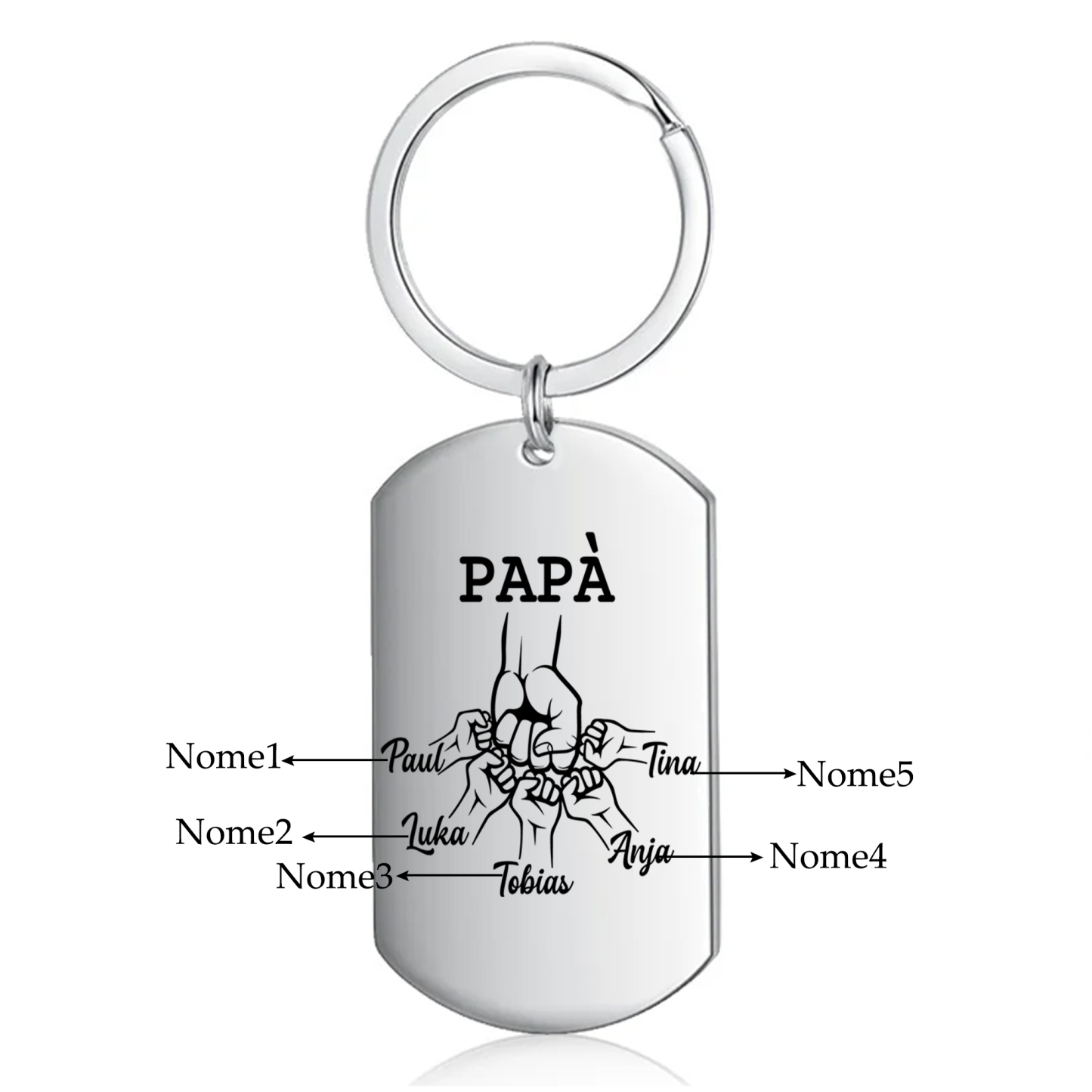 Non dimenticare mai che ti amo-Pugno a pugno Portachiavi 5 nomi regalo per papà