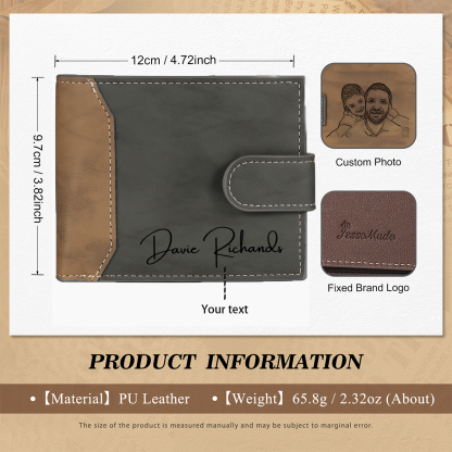 Portafoglio da Uomo Personalizzato – Con 1 Foto e Testo Inciso – Regalo Speciale per Papà | Jessemade