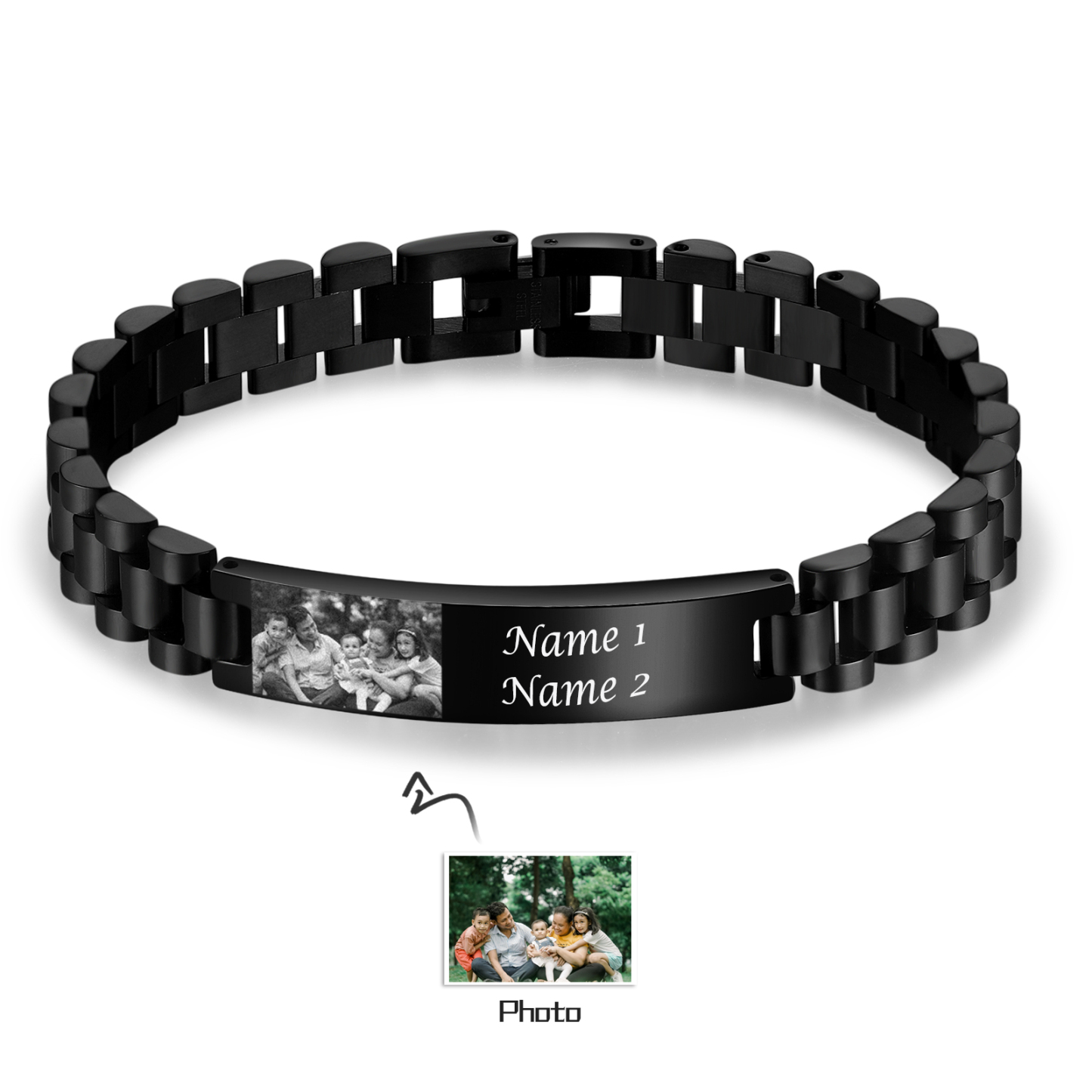 Bracciale da uomo acciaio inox con foto personalizzato