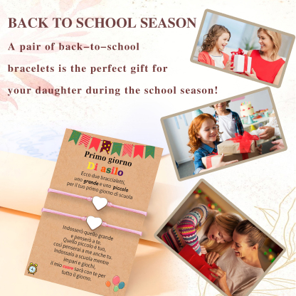 2PCS Braccialetto cuore regorabile regalo per bambina con carta