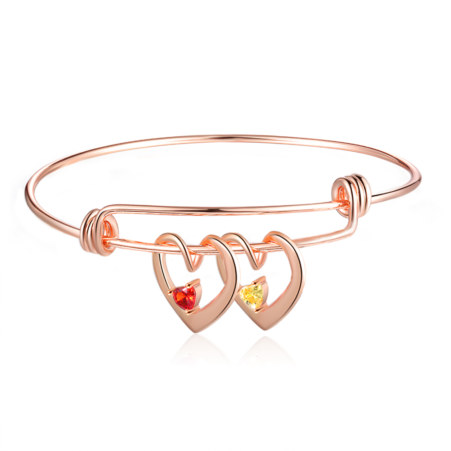 Bracciale con 2 nomi personalizzati e 2 pietre di nascita