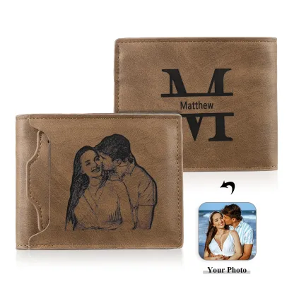 Portafoglio Uomo Personalizzato – Incisione 1 Foto, Nome & Lettera – Regalo Speciale per Papà o Lui | Jessemade