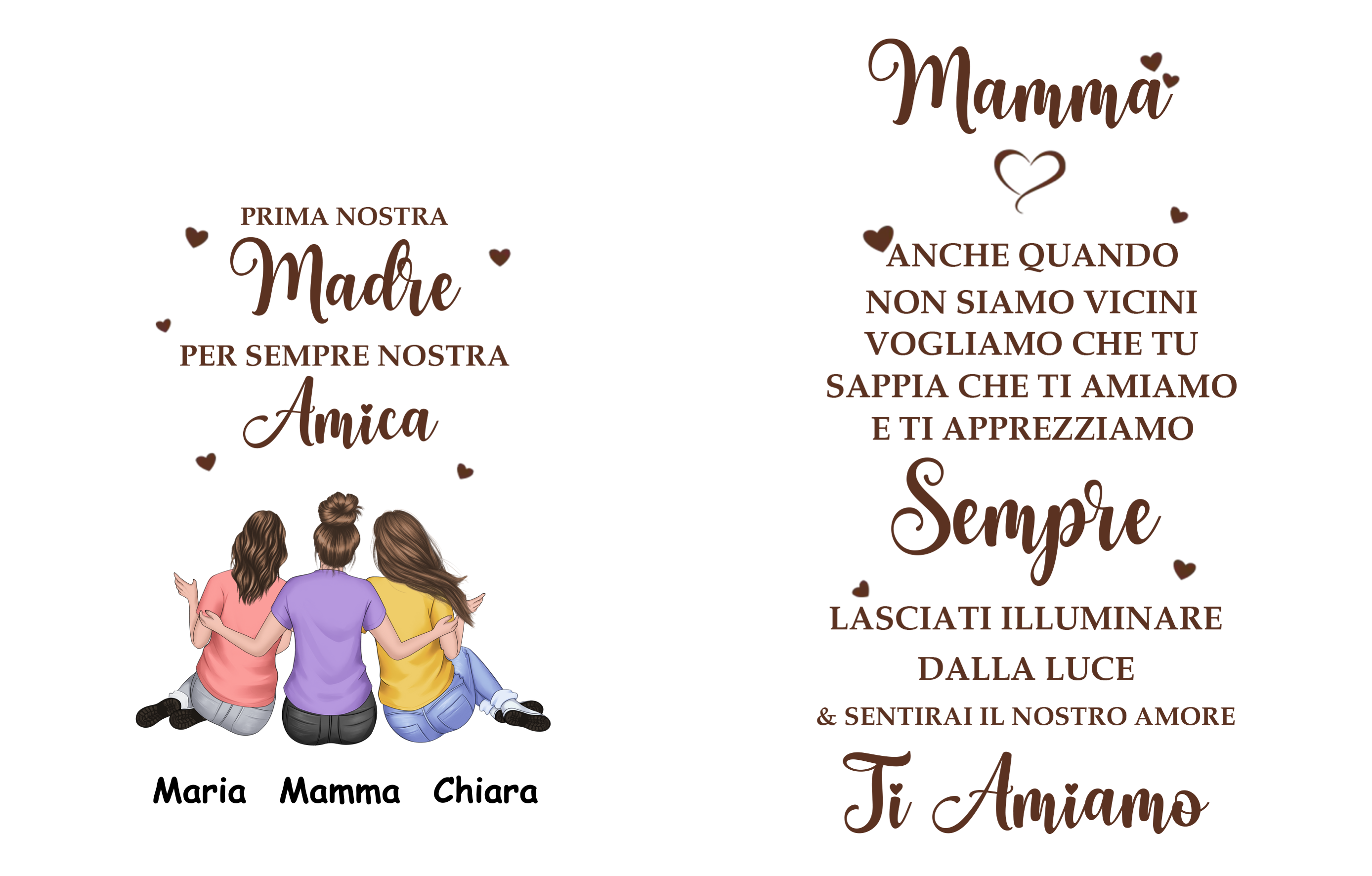 Candela LED Senza Fiamma Personalizzata – 2-4 Nomi e Abbigliamento – Regalo Perfetto per la Festa della Mamma